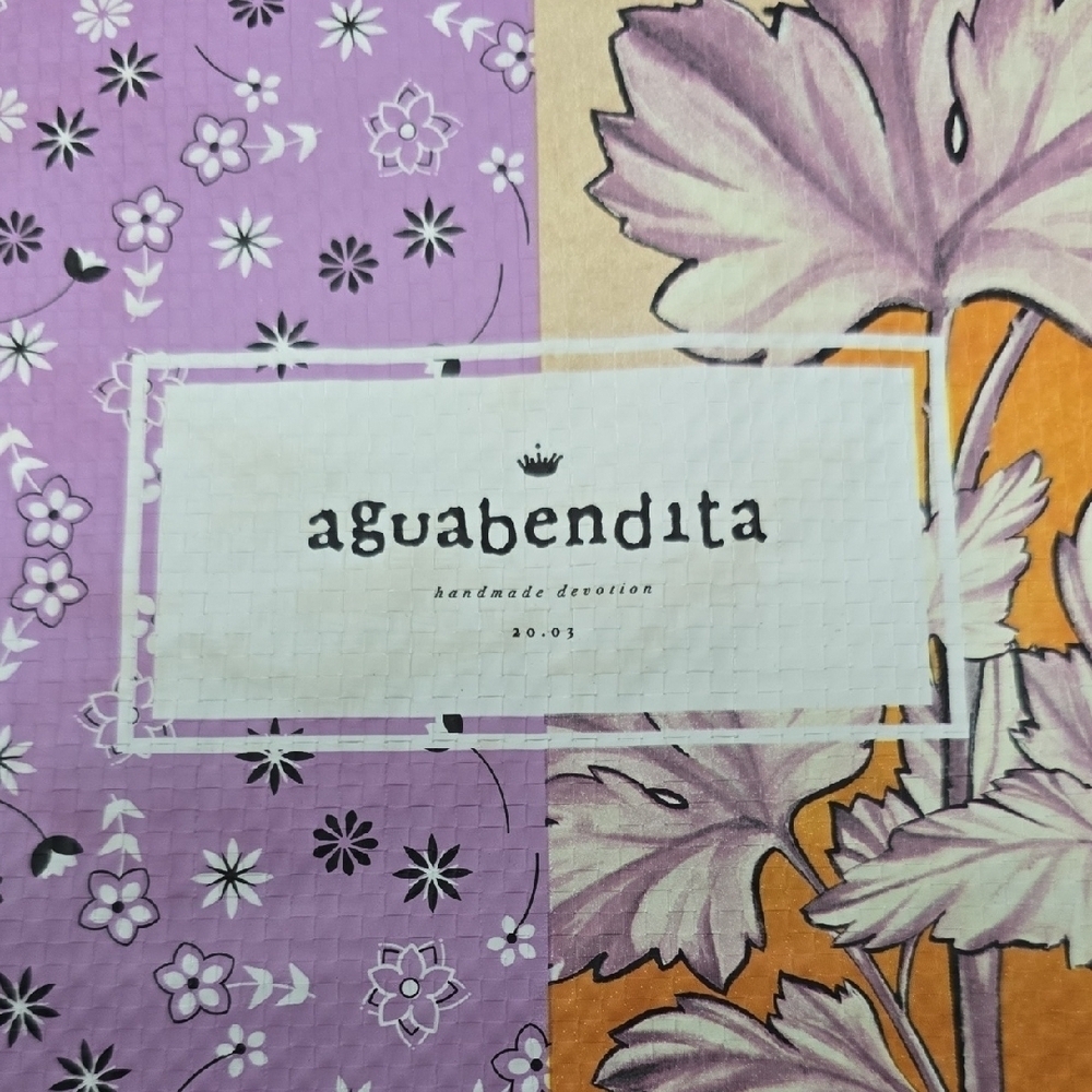 NEW Agua Bendita Purple and Orange Floral Large Tote HOLIDAY Shopper - Picture 2 of 2